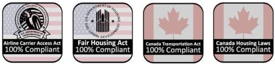 US Law and Canada Law Compliance for Emotional Support Animal Service Dog Therapy Animal